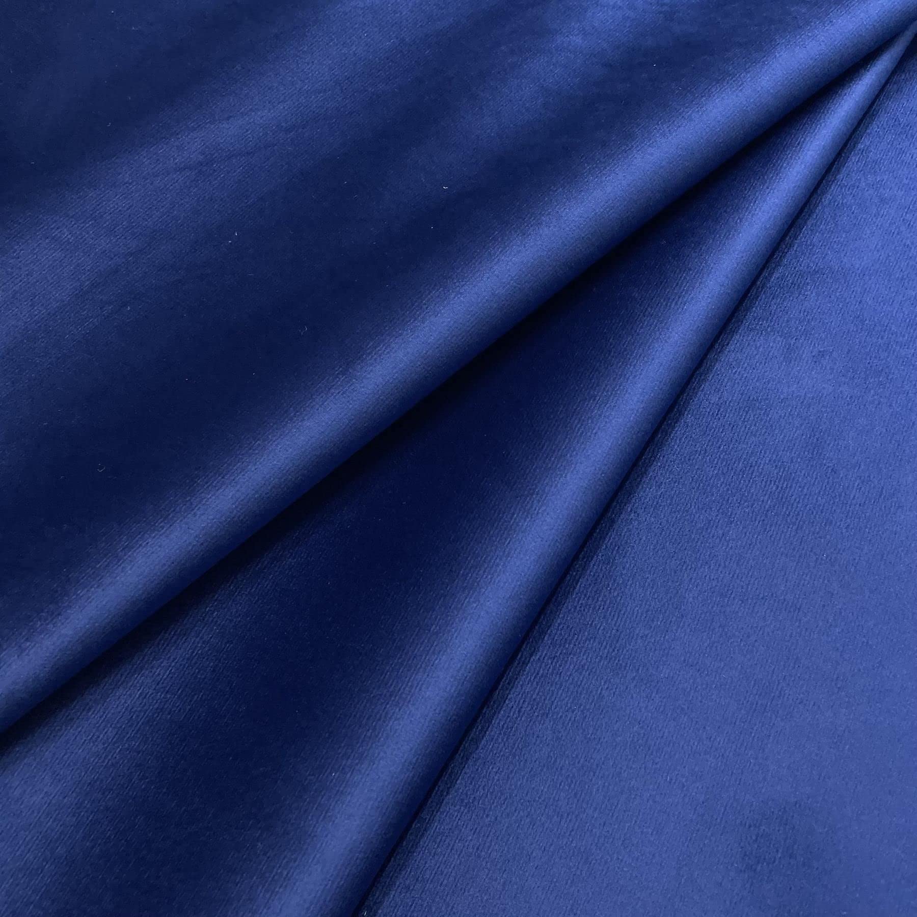 Regents Lux Soft Touch Plain Velvet Fire Retardant Plush Low Velour Cushion Sofa Upholstery Fabric Sold by The Metre - Navy Blue - 2 Metres