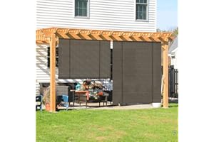 Coarbor Outdoor Roll up Shades Blinds for Porch Pergola Patio Exterior Roller Shade Privacy Shade Screen for Deck Backyard Brown 7'W x 6'H