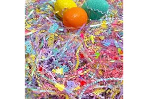 BLESKY 1 LB Iridescent Easter Grass Crinkle Cut Paper,Raffia Tissue Paper Filler Shred Easter Cut Paper Shred Filler Great for Gift Wrapping, Basket Filler Creative Eggs Decor