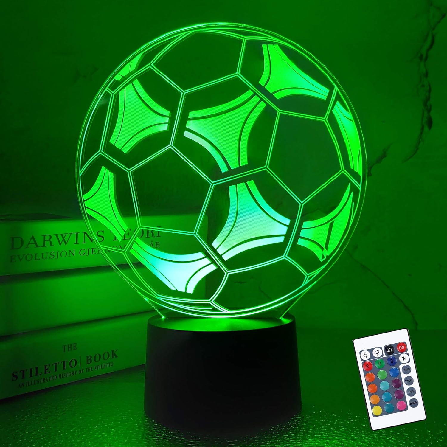 Soccer Night Light, Lampeez 3D Illusion Football lamp for Kids, 16