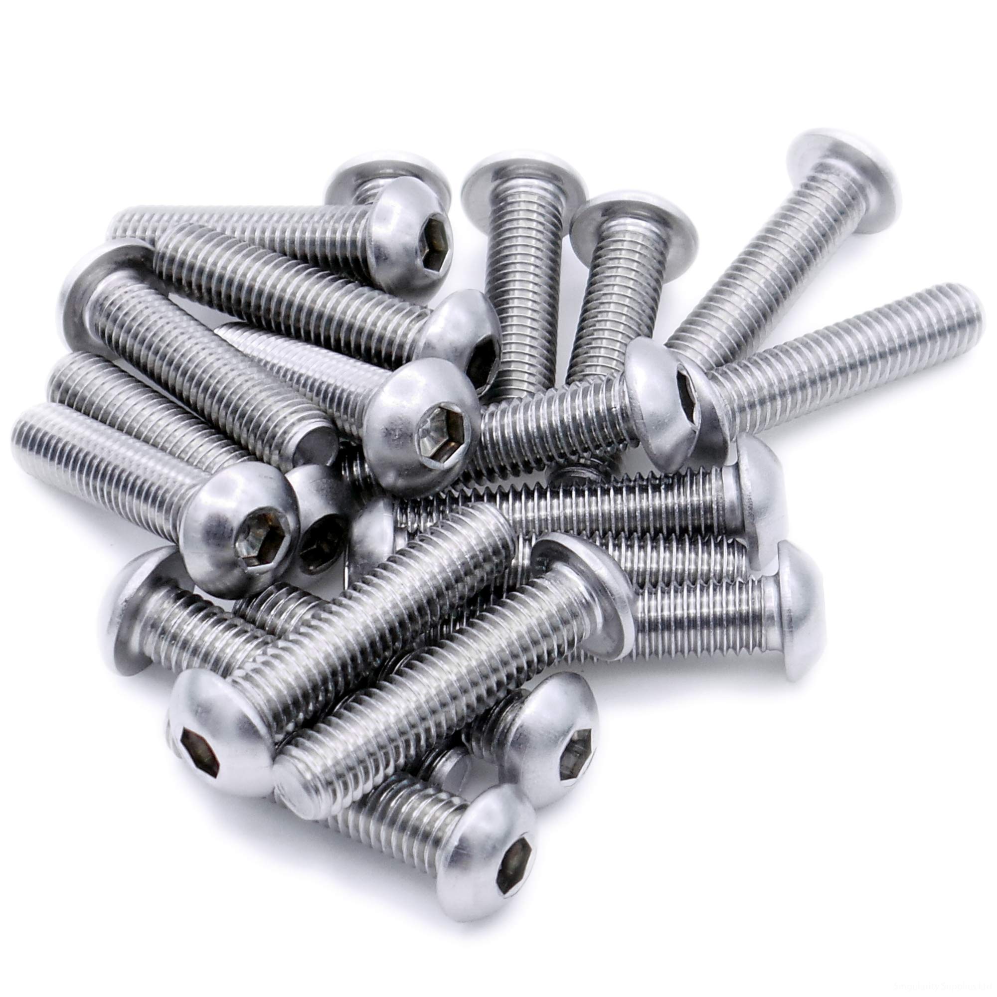 M4 (4mm x 40mm) Hex Socket Button Machine Screw (Bolt) - Stainless Steel (A2) (Pack of 20)