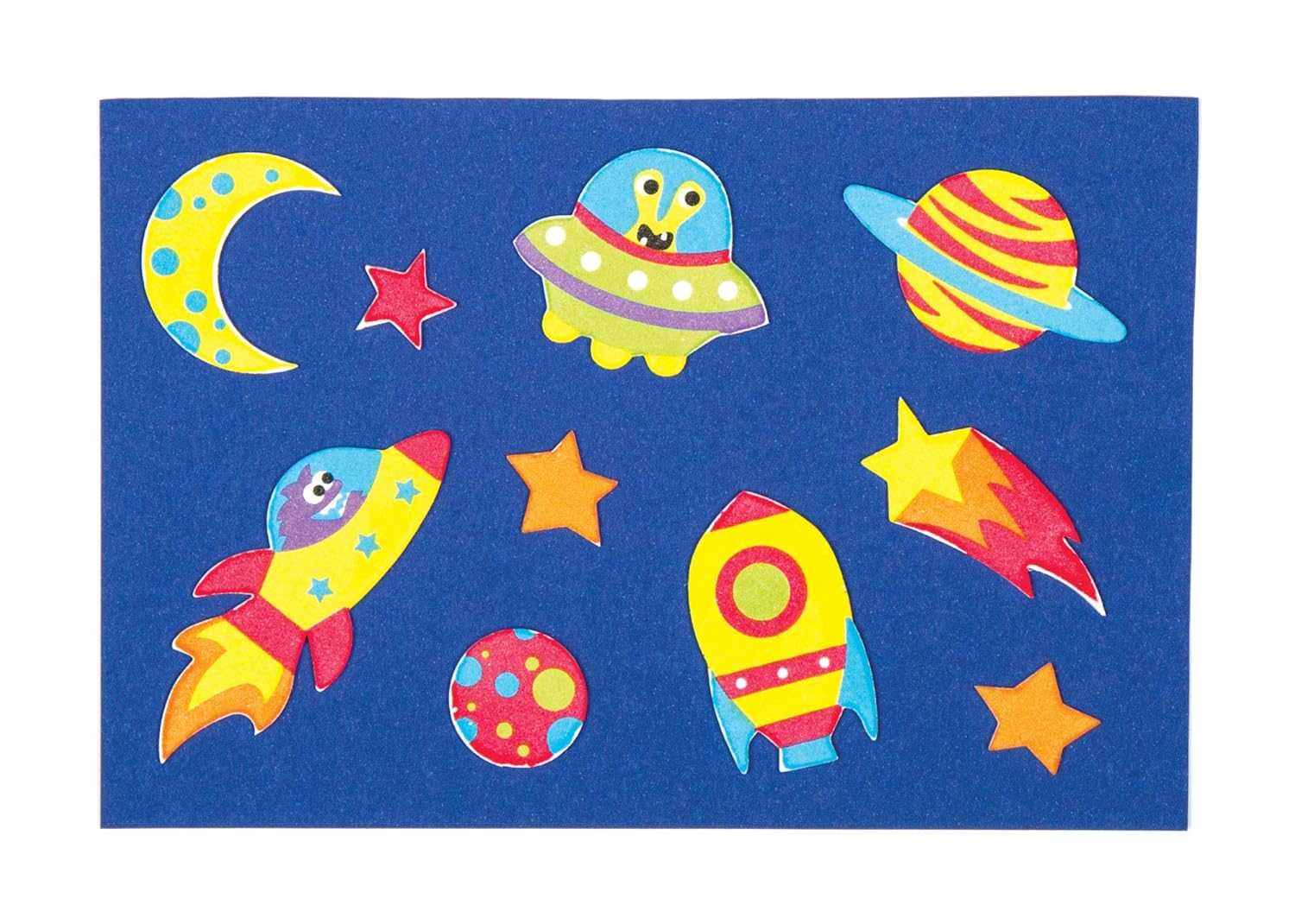 Baker Ross AC111 Space and Alien Foam Stickers (Pack of 120) Self Adhesive Puffy Scrapbook Stickers, Multicolored, 20Mm-80Mm - Image 3