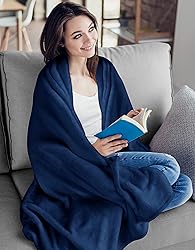 Utopia Bedding Fleece Blanket Queen Size Navy