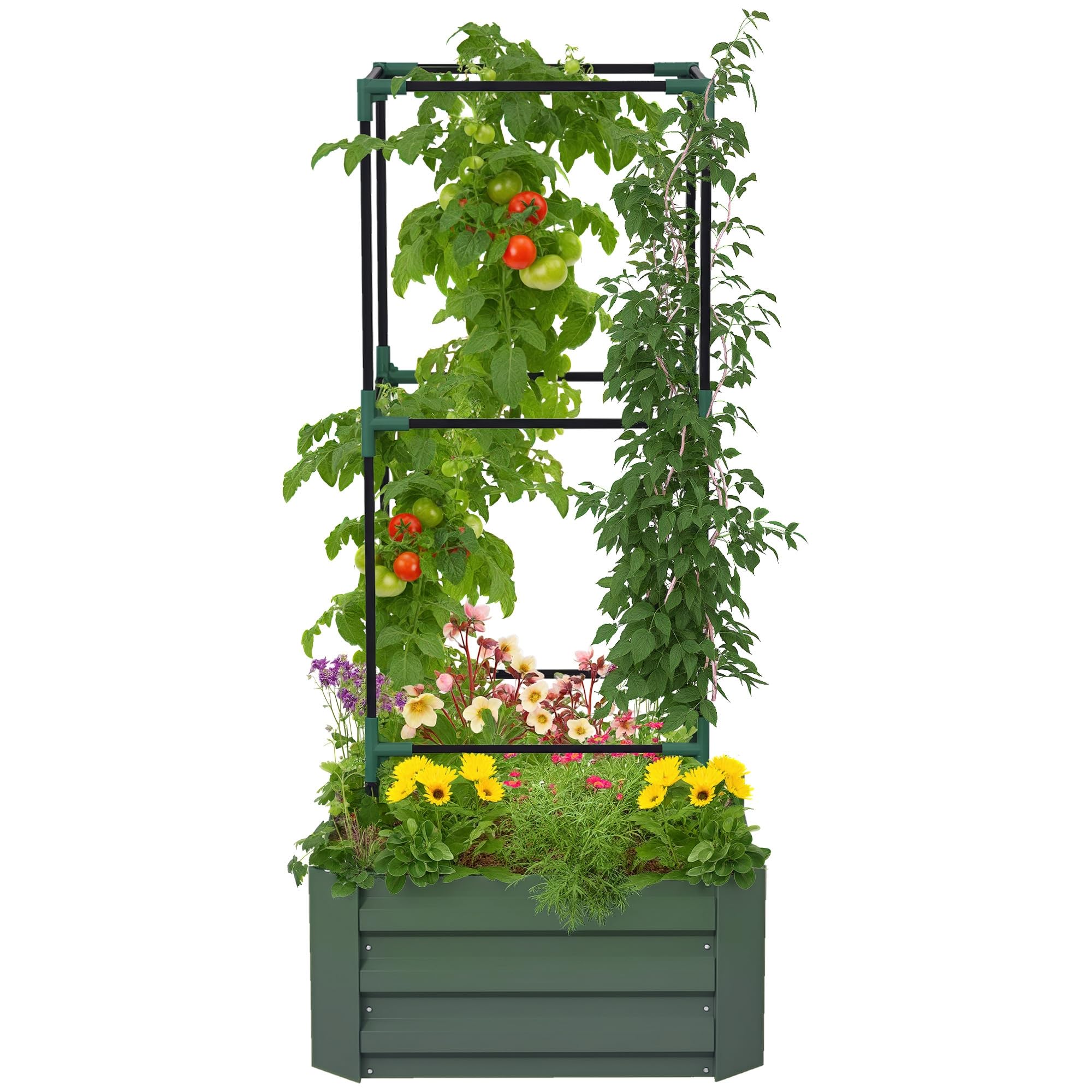 Outsunny Galvanized Raised Garden Bed, 55" Tall