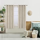 Deconovo Blackout Curtains Thermal Gold Wave 46x72 Beige 2 Panels view 2
