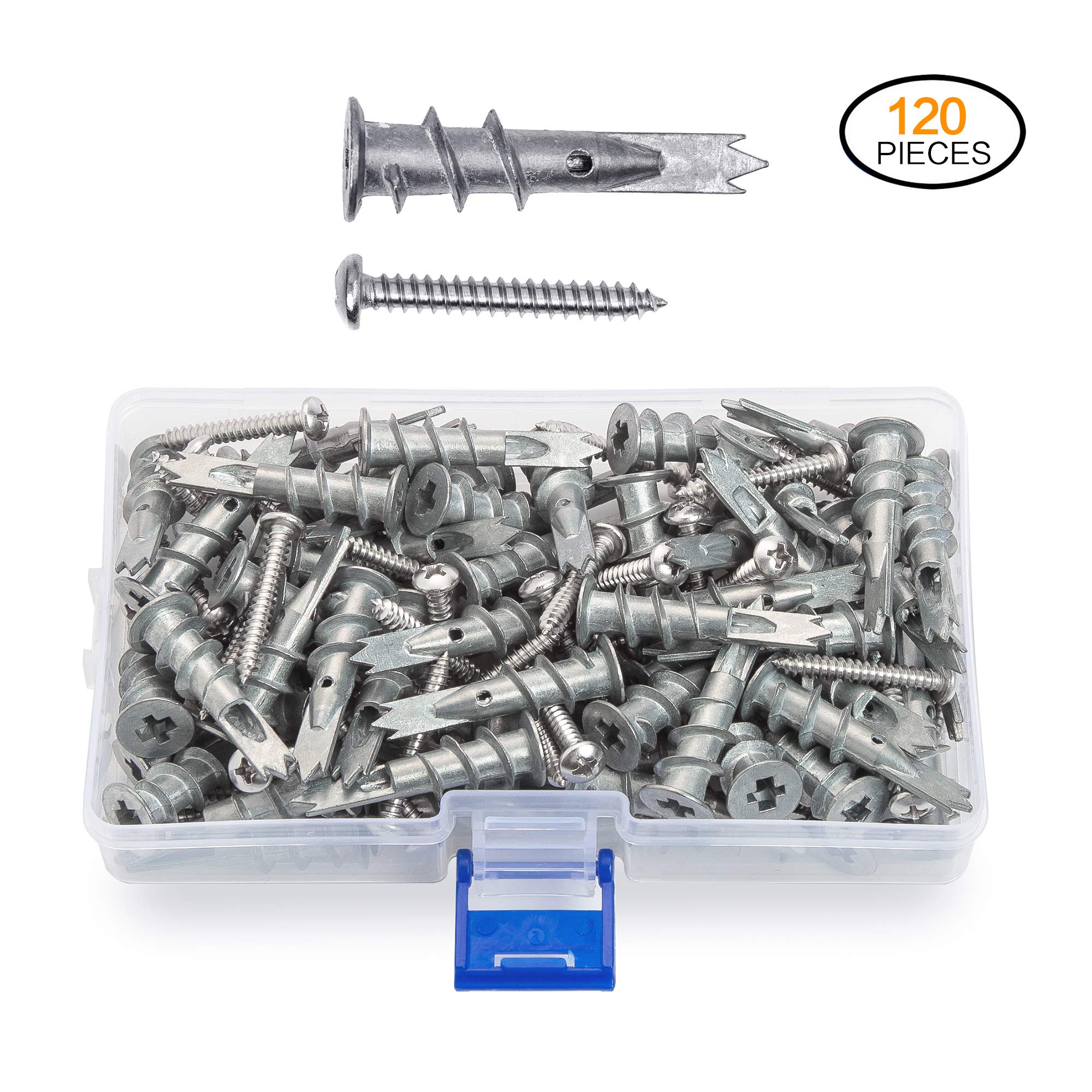 Buy JUIDINTO Zinc Drywall Anchors with Screws Set, 6mm Self Drilling