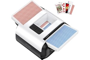 KPAW Card Shuffler 2 Deck, Rechargeable Automatic Card Shuffler with Dual Modes, Low Noise Portable Shuffler-Compatible with Poker, UNO, Bridge, Texas, Phase 10, Card Games for Family