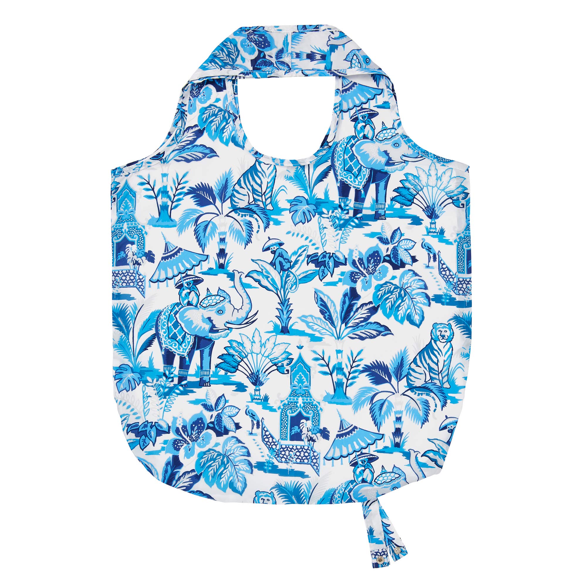Ulster Weavers - Blue Indian Foldable Shopping Bag (42 x 46cm) - Elephant Shopping Bag - Eco-Friendly - Reuseable Shopping Bag with Elephants - Elephant Themed Shopping Bag for Women