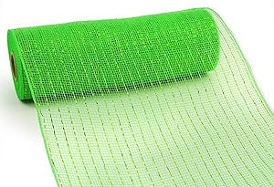 10 Inch x 10 Yards (30 feet) Deco Poly Mesh Ribbon - Lime Green with Lime Foil : RE130150