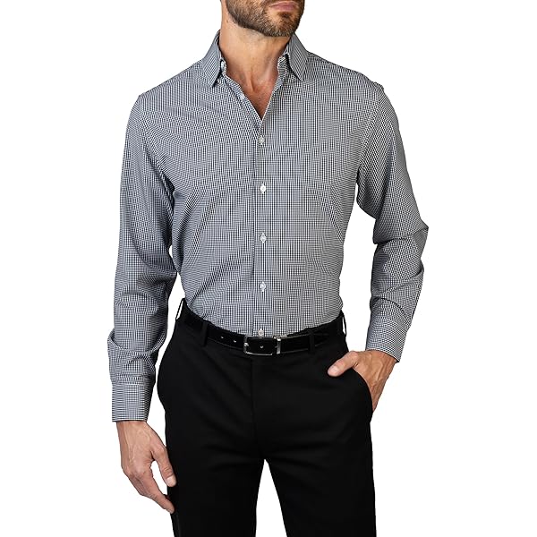 Amazon.com: Tommy Hilfiger Men's Dress Shirt Slim Fit Non Iron Gingham,  Aqua, 14.5