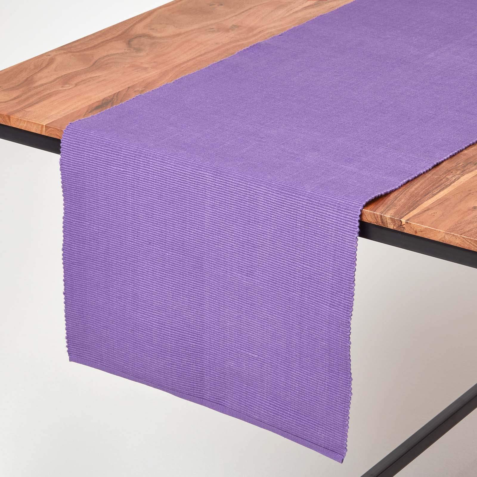 HOMESCAPES - Table Runner - Purple - 100% Ribbed Cotton - 17 x 70 Inch ( 44 x 178 cm ) - Easy care - Washable at 40 Deg C