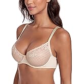 Lemorosy Women's Balconette Lace Bra Unlined Underwire Sexy Sheer Mesh See Through Bralette Unpadded Demi Balcony Brassiere