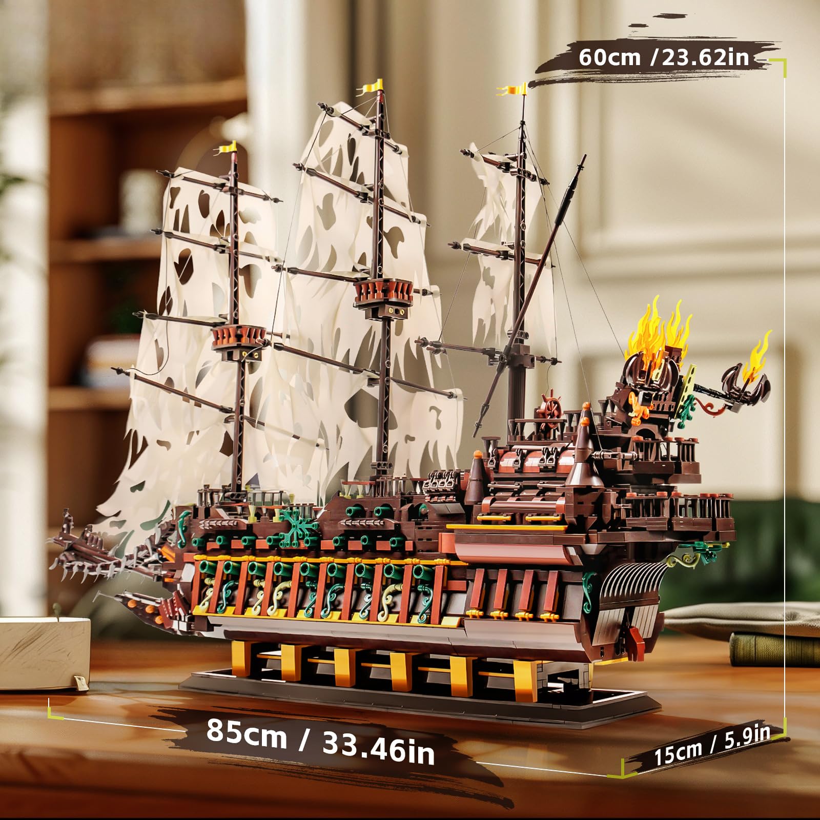 Mould King 13197 Piratenschiff Klemmbausteine Bausteine Kit, 4364+ Stück MOC Fliegenden Holländers groß Segelschiff Spielzeug, Schiff Modell Bausatz für Teenager 14+ /Erwachsene 2