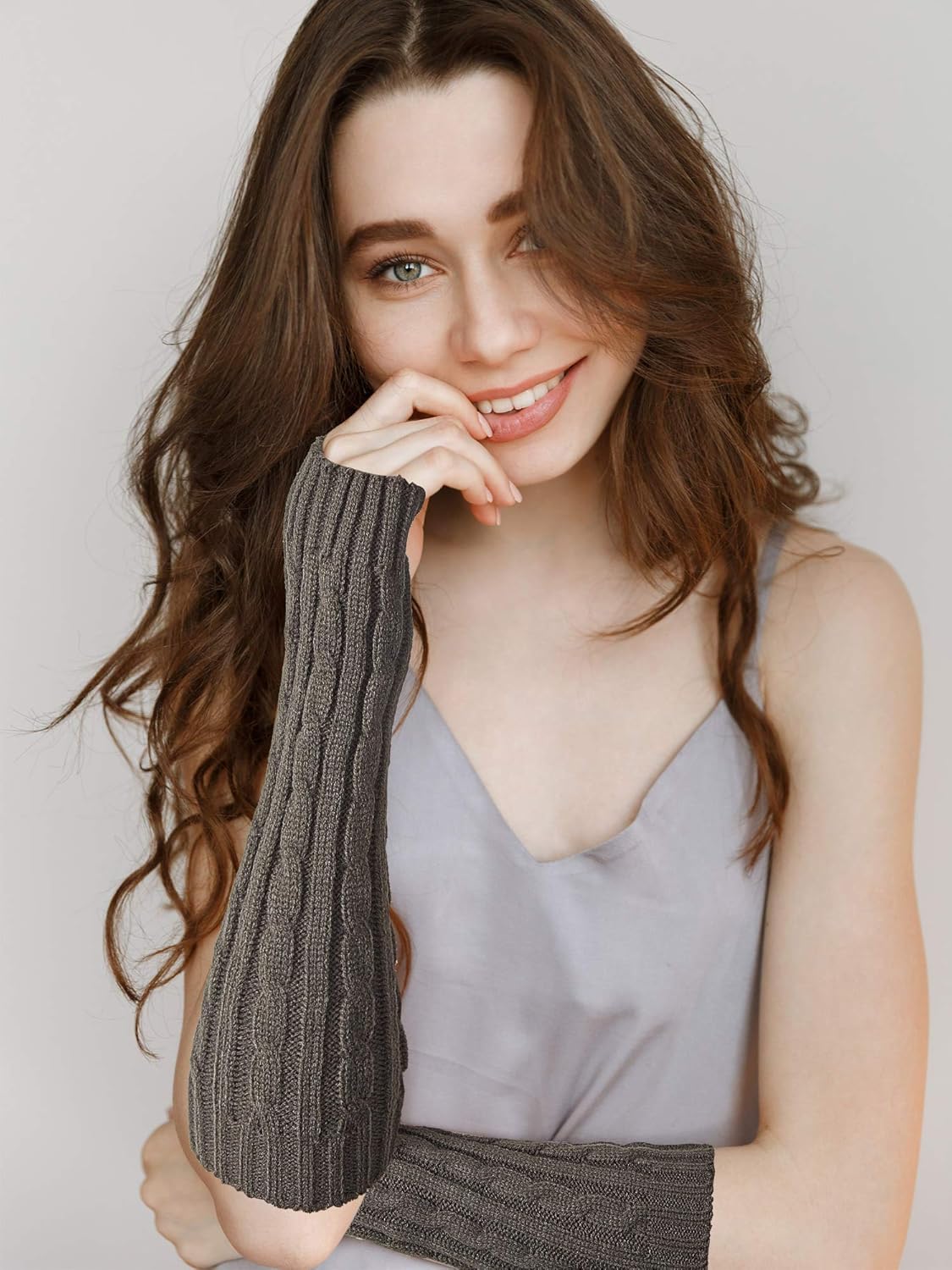 4 Pairs Knitted Arm Warmers Gloves Winter Long Fingerless Gloves Thumb Hole Gloves Mittens for Women and Men at  Women’s Clothing store