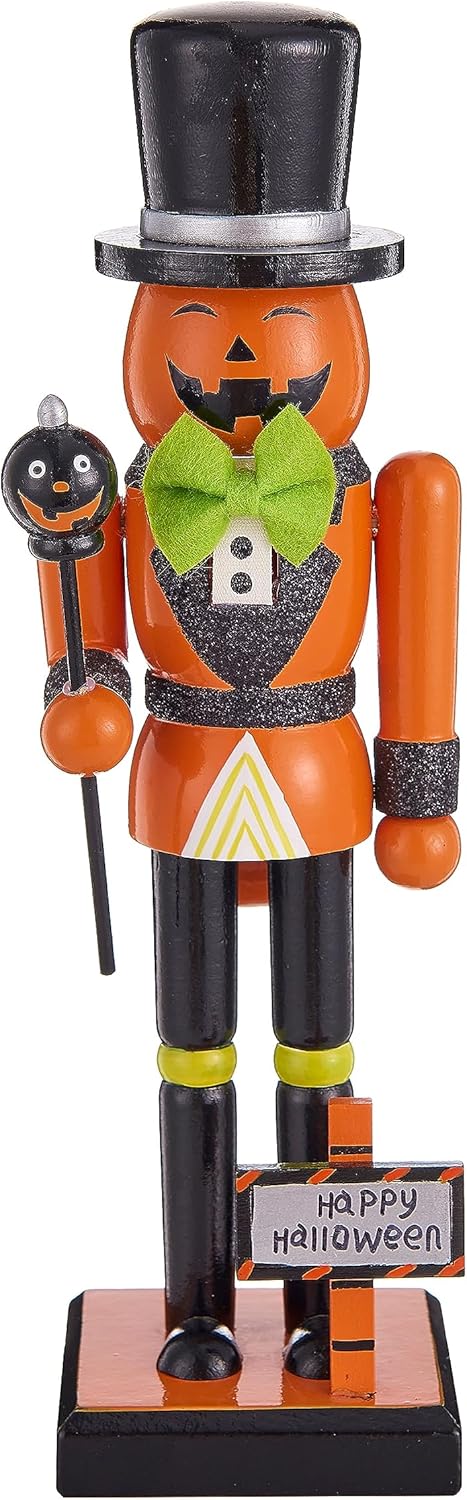 Nutcrackers - Ashland 9.5”; Jack-O-Lantern Halloween Tabletop Nutcracker