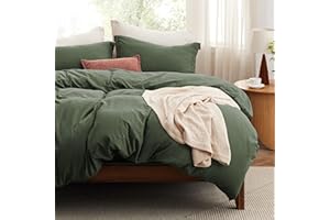 Bedsure Duvet Cover King Size with Fitted Sheet - Soft Prewashed King Duvet Cover Set, 4 Pieces, Includes 1 Duvet Cover 104x90 Inches with Zipper Closure, 2 Pillow Shams, 1 Fitted Sheet, Olive Green