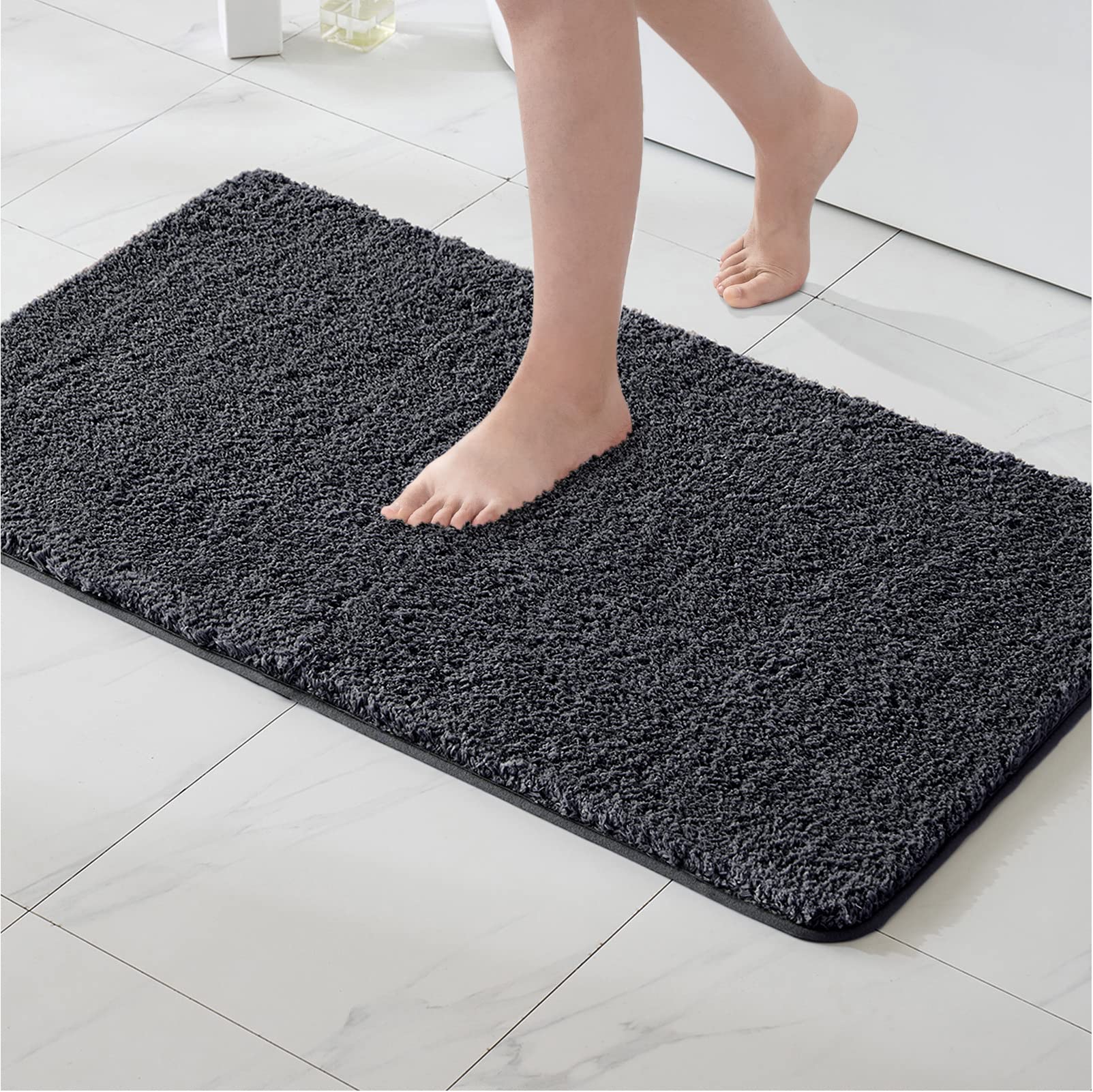 MIULEE Bath Mat Non Slip Absorbent Bathroom Soft luxurious Shower Small Mat Doormat Inside Rugs Kitchen Rugs Carpet Mat Washable for Bathroom Bedroom Kitchen Entrance 40x60 cm Dark Grey — image 1