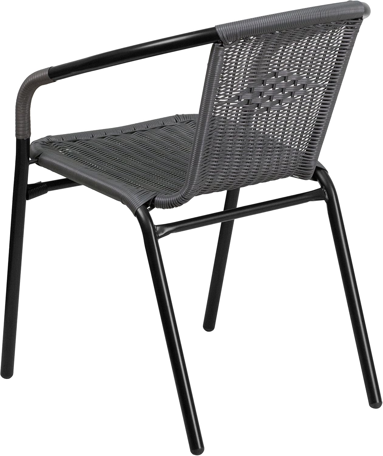 Flash Furniture 4 Pk. Gray Rattan Indoor-Outdoor Restaurant Stack Chair: Kitchen & Dining