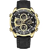 NAVIFORCE Men's Military Digital Watches Analog Quartz Waterproof Watch Sport Multifunctional Leather Wristwatch