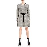 Max Studio Womens Max Studio Women's Knit Jacquard A-line Bodycon Swing Style Sweater Dress with Belt