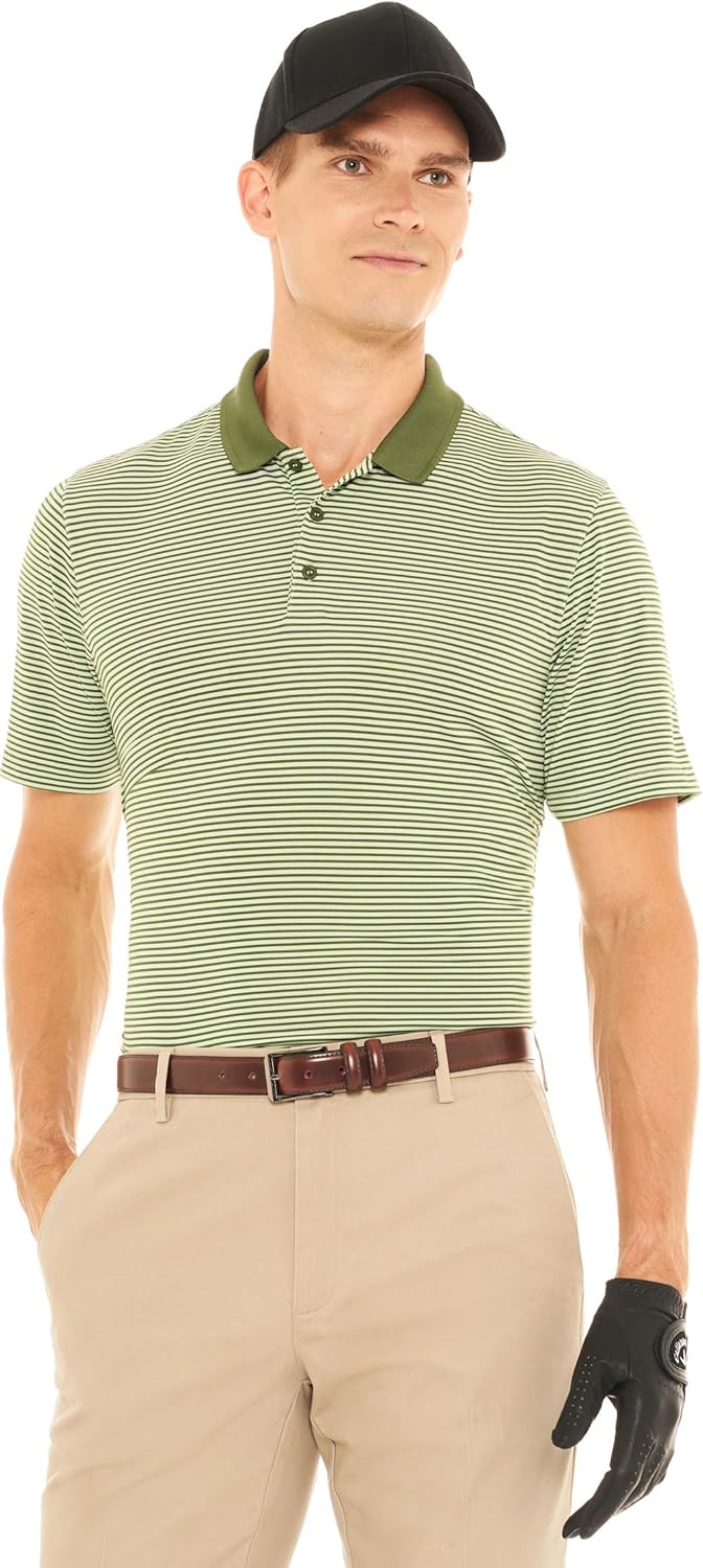 Dry Fit Golf Shirts for Men - Short Sleeve Mens Stripe Polo Shirt: Clothing