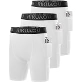 Boys' Compression Shorts with Pockets, 6 Inch Youth Athletic Base Layer | Quick Dry Underwear for Kids, Stretch Workout Shorts for Baseball, Football, Basketball, Running, Soccer and Training