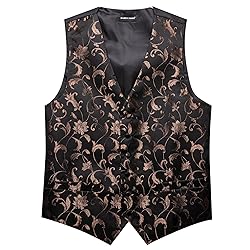 Barry.Wang Brown Black Vest for Men Silk Jacquard