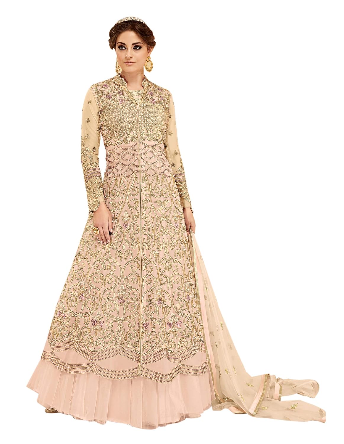 vastrang sarees heavy net embroidered anarkali suits(semi-stitched)