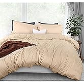 Utopia Bedding Duvet Cover Queen Size - 3 Piece with Zipper Closure - 1 Comforter Cover 90X90 Inches & 2 Pillow Shams 20X26 Inches (Beige) Comforter Not Included