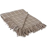 DII Transitional Checked Plaid Woven Throw, 50x60, Stone