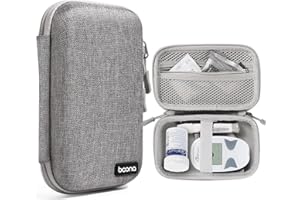 SEQOIYIA Diabetes Travel Case EVA Hard Shell Diabetic Supplies Bag Organizer for Blood Sugar Testing Kit, Glucose Monitor Kit with Meter, Glucose Test Strips, Lancets, Lancing Device, Alcohol Wipe (Gray)