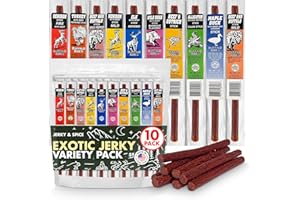 Jerky-n-Spice Wild Game Exotic Meat Sticks (10-Pack) | Ultimate Beef Jerky | Savory Snacks Variety Pack for Adults | Perfect Gifts for Anniversary, Camping, Hunting & Birthday Events