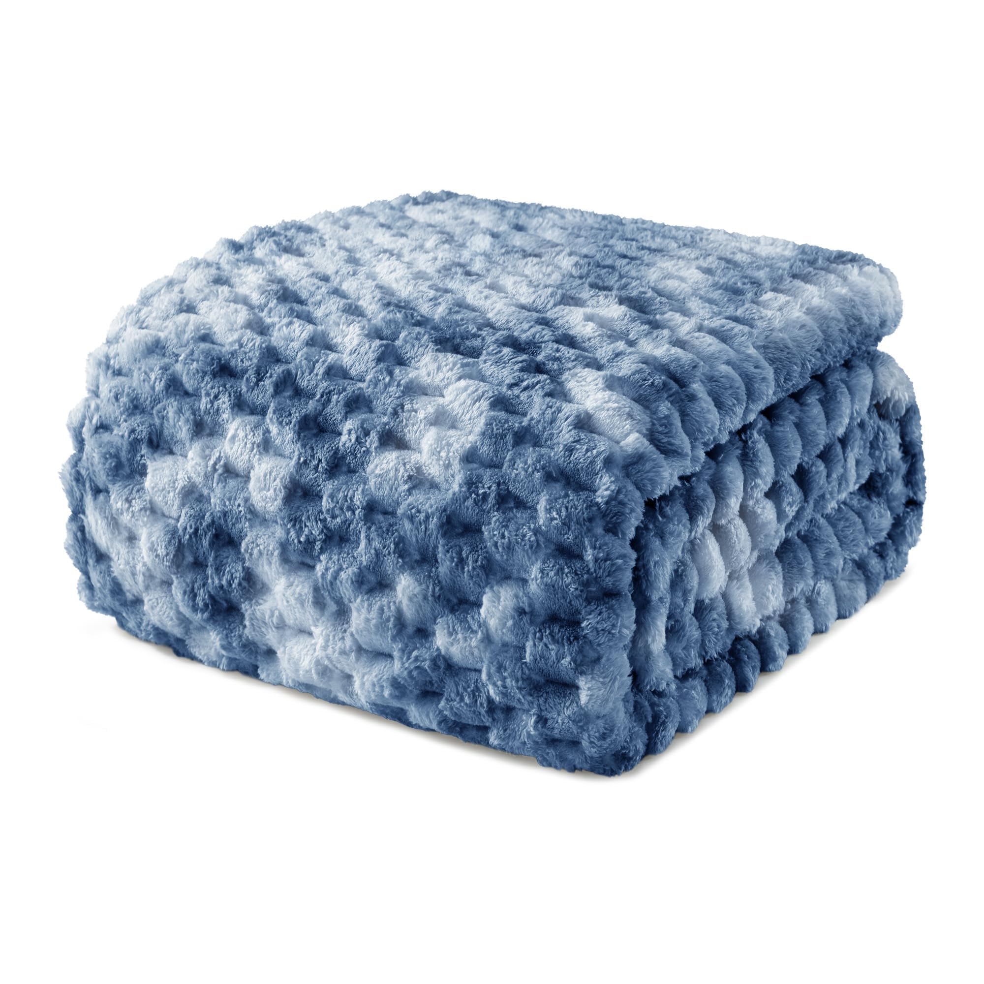 Exclusivo Mezcla Fleece Queen Size Blanket for Bed, Extra Large Fuzzy Tie-dye Stone Blue Bed Blankets, Soft Cozy Plush Sofa Throws for All Seasons, 230x230 CM — image 1