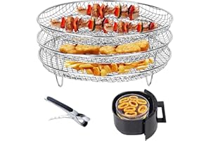 Air Fryer Accessories Three Layer Stackable Dehydrator Racks for Gowise Phillips USA Cozyna Ninjia Airfryer, 304 Stainless St
