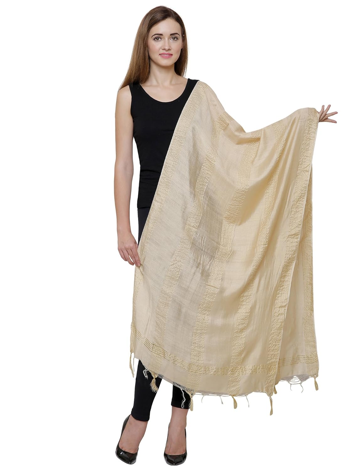 bhagalpuri gold color golden dupatta with border