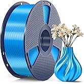 SUNLU 3D Printer Silk Filament,Shiny Silk PLA Filament 1.75mm, Smooth Silky Surface, Great Easy to Print for 3D Printers, Dimensional Accuracy +/- 0.02mm, Silk Blue 1KG