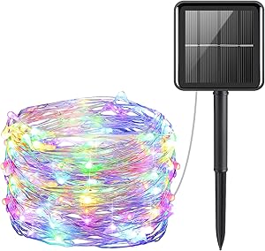 AMIR Upgraded Solar Powered String Lights, Mini 100 LED Copper Wire Lights, Fairy Lights, Indoor Outdoor Waterproof Solar Decoration Lights for Gardens, Home, Party, Halloween, Christmas (Multicolor)