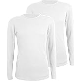 Comfneat Men's 2-Pack Thermal Long Sleeve Undershirt Waffle Knit Soft Comfy Crew Neck Underwear Top Shirts for Men