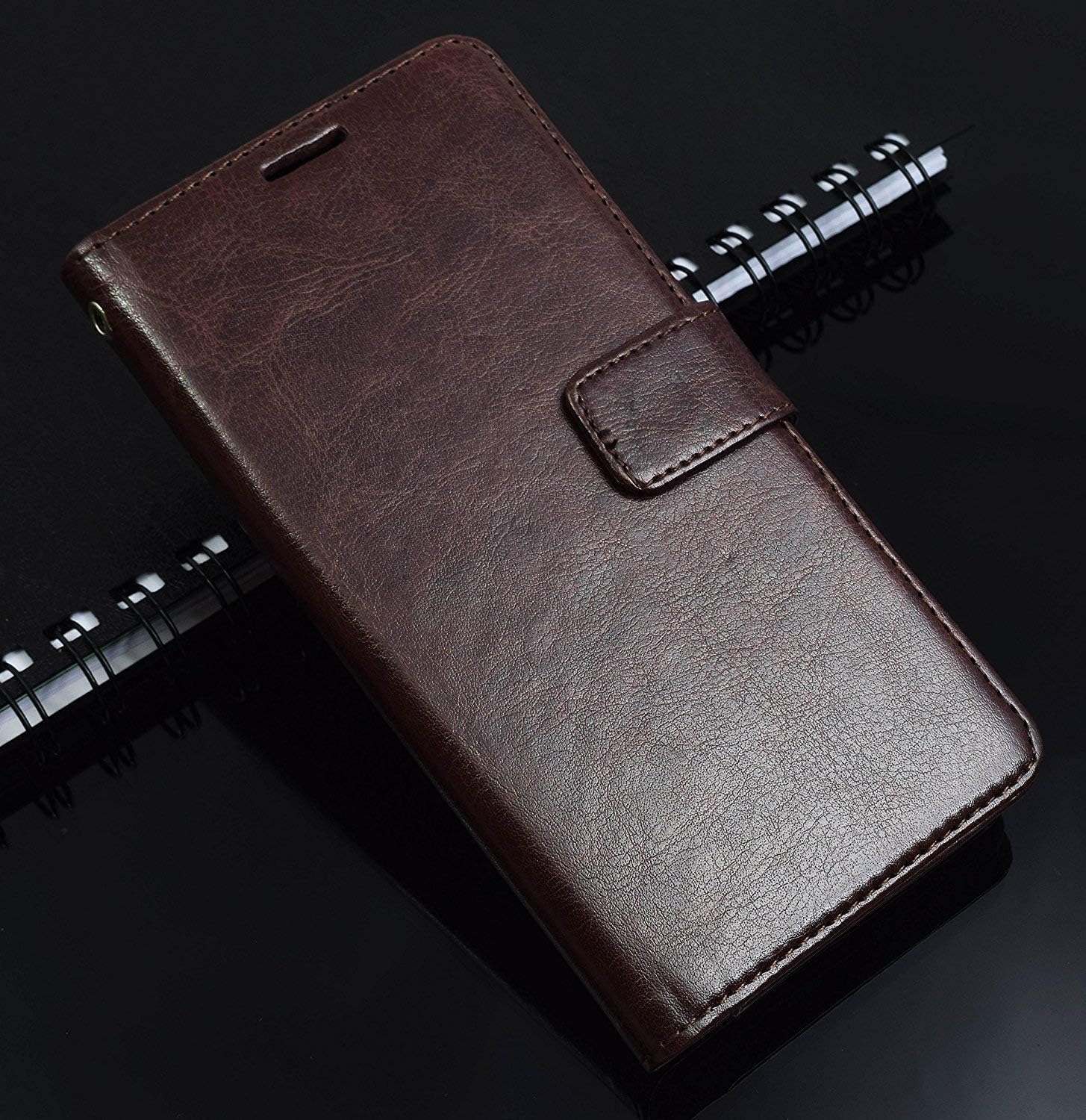 Thinkzy Artificial Leather Flip Cover for Samsung Galaxy J4 Plus (Coffee Brown)
