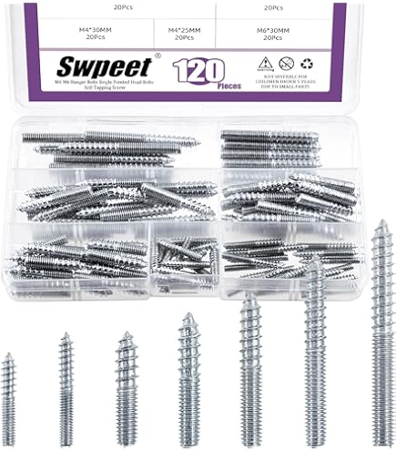 M4 X 170mm Phillips Pan Head Bolts - 3pcs For Furniture & TV Wall Mounting