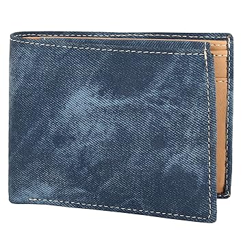 Wooden Leather Mens Wallet (Wooden_Denim Blue)