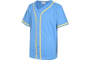 Pullonsy Blank Baseball Jersey for Men Women Full Button Up Short Sleeves Shirts Hip Hop Hipster Sports Uniforms