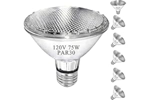MISDOOD PAR30 Short Neck Halogen Flood Light Bulbs, 120V 75W PAR30 Light Bulb, Dimmable, High Output, E26 Medium Base, 2700K Warm Lighting, 3000 Hours for Recessed Light Bulb(6 Pack)