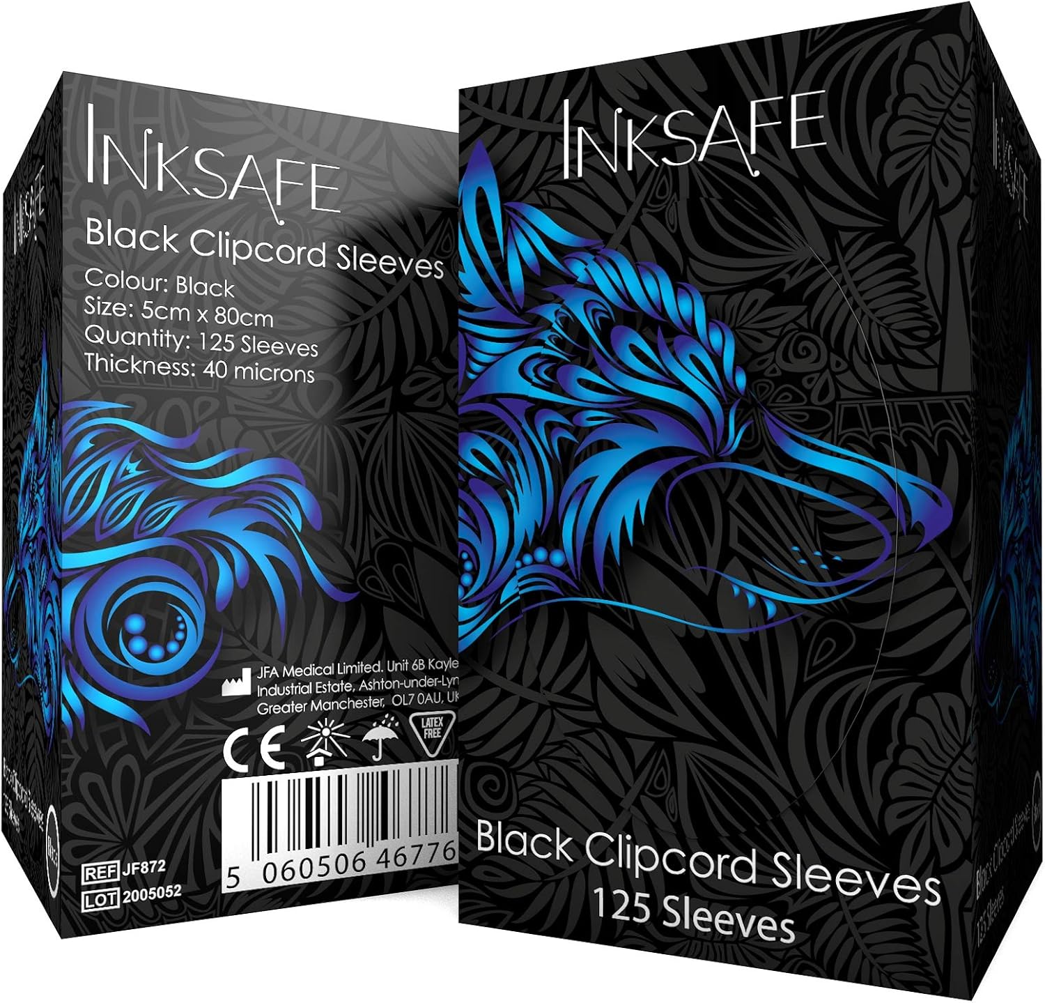 Inksafe Black Tattoo Clip Cord Covers/Sleeves 5cm x 80cm - Box of 125, 5X80 cm (Pack of 125) - Image 4