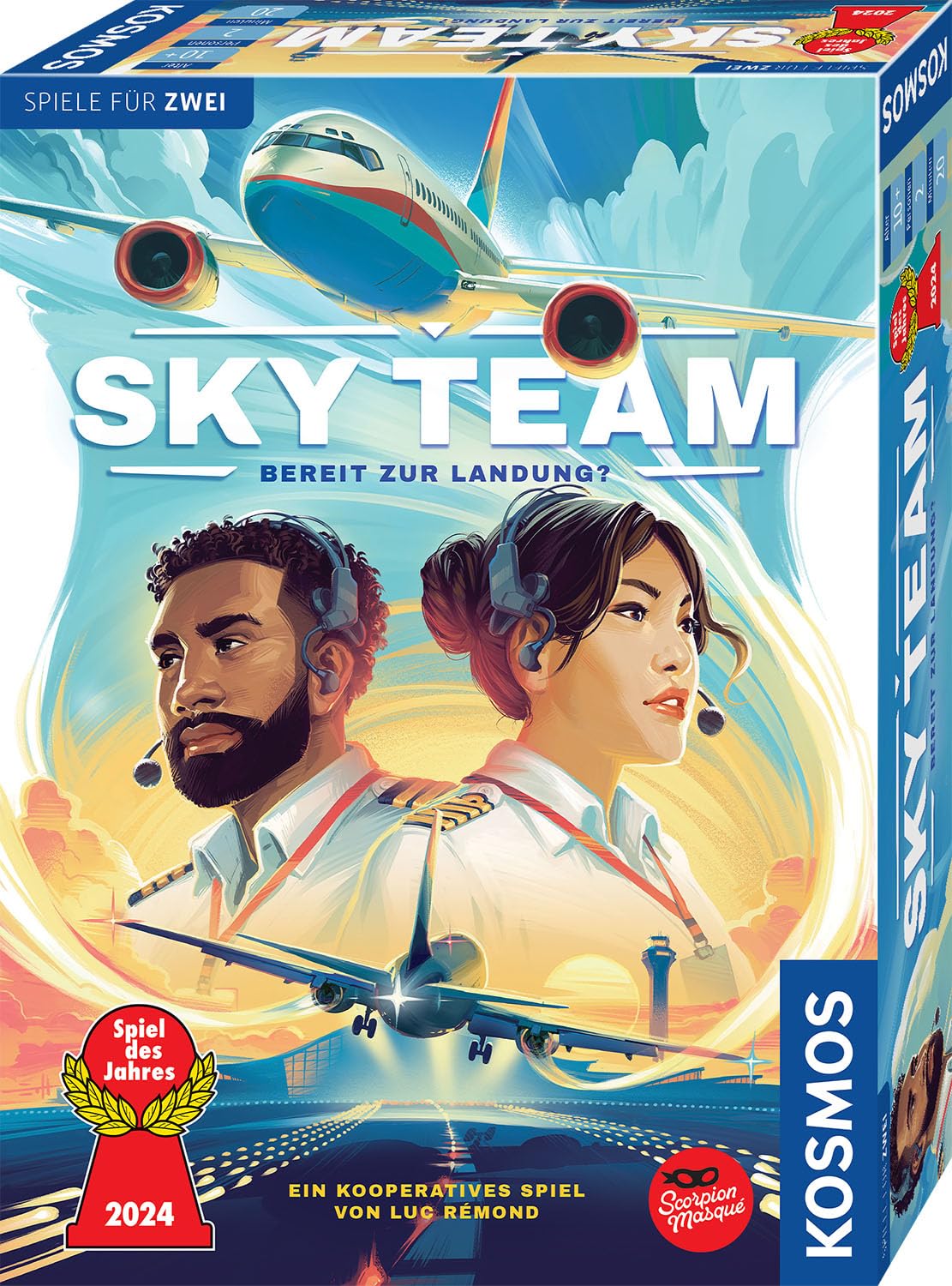 Kosmos 684044 Sky Team - Bereit zur Landung? Spiel des Jahres 2024, kooperatives Spiel für 2 Personen ab 10 Jahre, Strategiespiel, Brettspiel, Gesellschaftsspiel