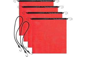 Lainballow 4 Pack Safety Wire Loop Flags, 18 x 18 Inch Red Warning Mesh Flags for Truck Loads, Oversize Loads, Pedestrian Crossings