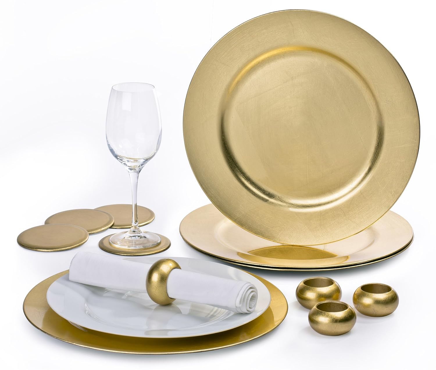 12 Piece Gold Charger Plate Set Amazon.co.uk Kitchen & Home
