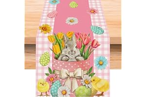 SEDEX Easter Table Runner Bunny Egg Rabbit Decoration Decor Spring Summer Seasonal Holiday Kitchen Table Cloth 72 Inches Long