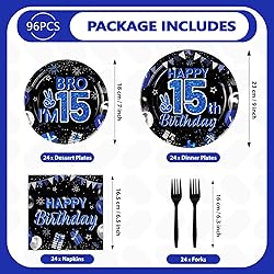 Grencian 96Pcs 15th Birthday Party Decorations for