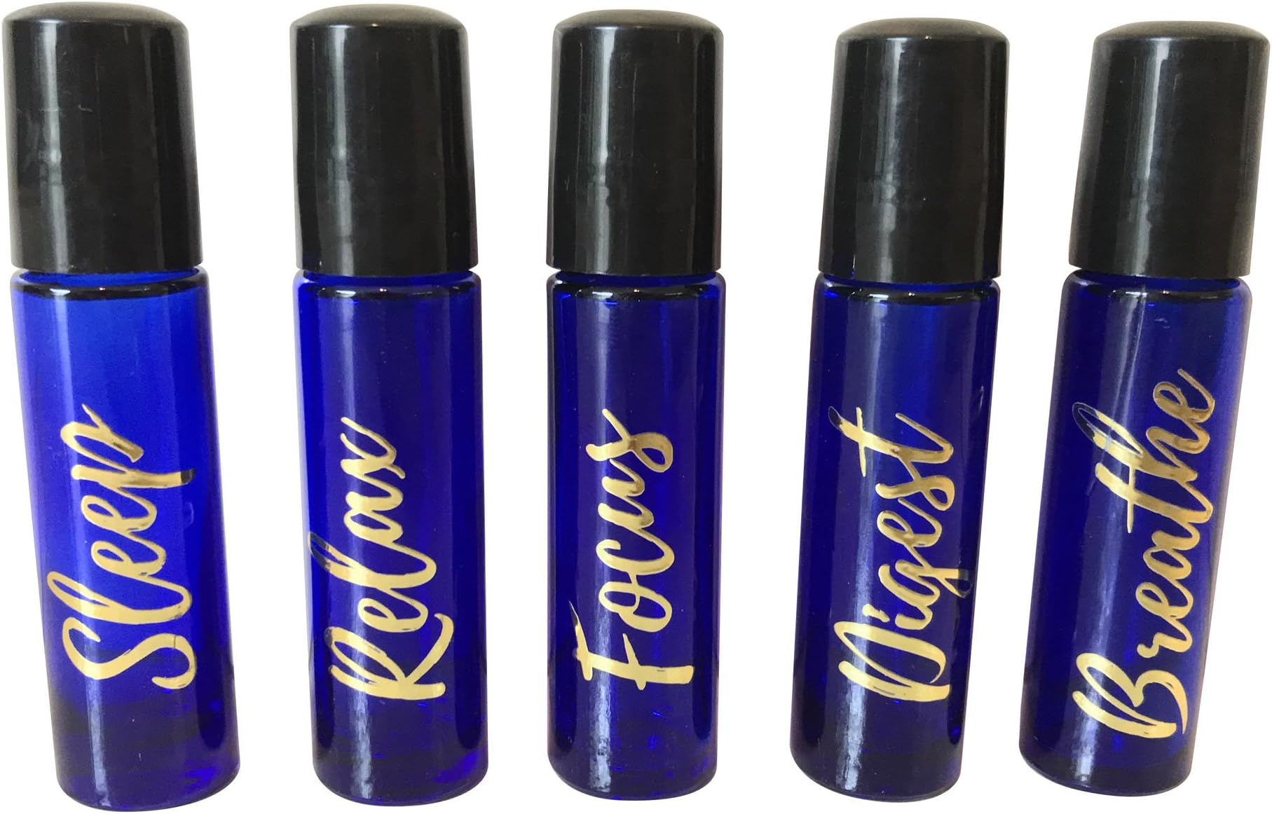 Glass Cobalt Blue Roller Bottles with Stainless Steel Roller balls for Essential Oils. 10 ML (Set of 5) Empty Oil Rollers. Roll On Supplies and Accessories for your Oil Needs!